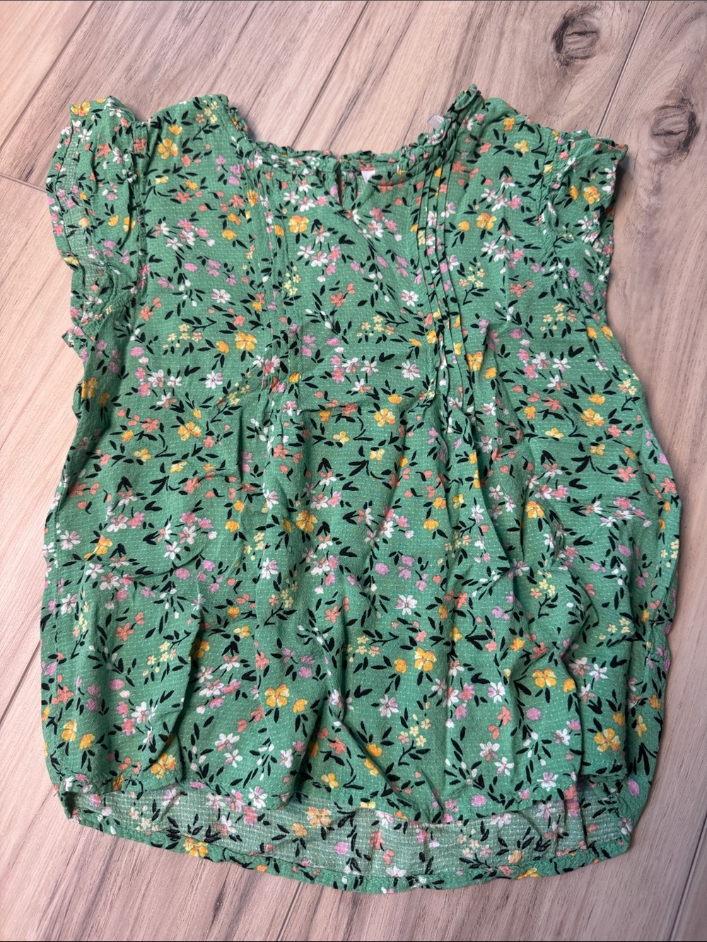 Green floral blouse